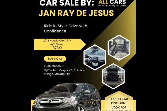 2018 Honda CRV 1.6 V A/T Diesel ☎️CALL NOW 0935 600 3692 JAN RAY DE JESUS ✅️184K ALL-IN DP 