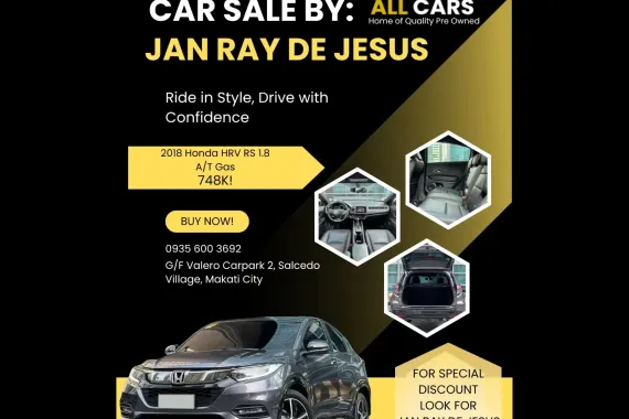 2018 Honda HRV RS 1.8 Gas A/T☎️CALL ME NOW FOR BEST DEALS 0935 600 3692 JAN RAY DE JESUS