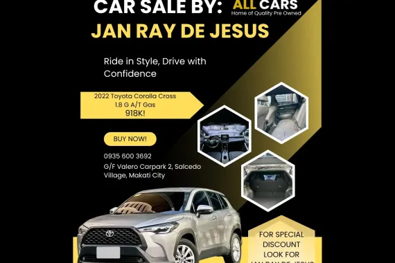 2022 Toyota Corolla Cross 1.8 G A/T Gas ☎️0935 600 3692 JAN RAY DE JESUS CALL NOW ✅️90K ALL-IN
