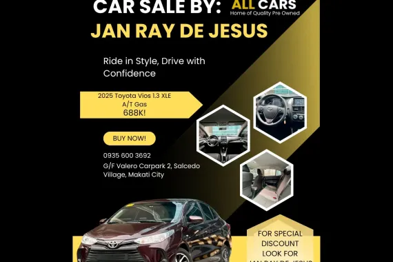 2025 Toyota Vios 1.3 XLE Gas A/T ☎️CALL NOW 0935 600 3692 JAN RAY DE JESUS