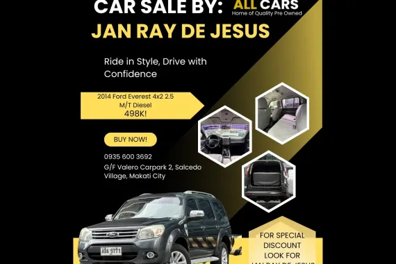 2014 Ford Everest 4x2 2.5 Diesel M/T ☎️CALL NOW FOR BEST DEALS 0935 600 3692 JAN RAY DE JESUS