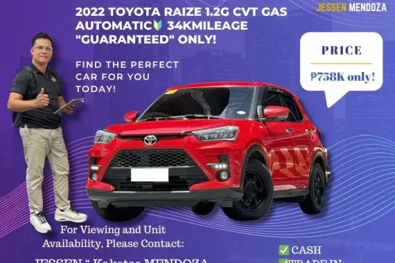2022 TOYOTA RAIZE 1.2G CVT Gas AT 🔰CALL NOW ☎️09279850198/JESSEN “ Kakotse “ MENDOZA 
