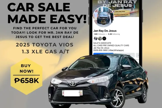 2025 Toyota Vios 1.3 XLE Gas Automatic ☎️CALL NOW 0935 600 3692 JAN RAY DE JESUS