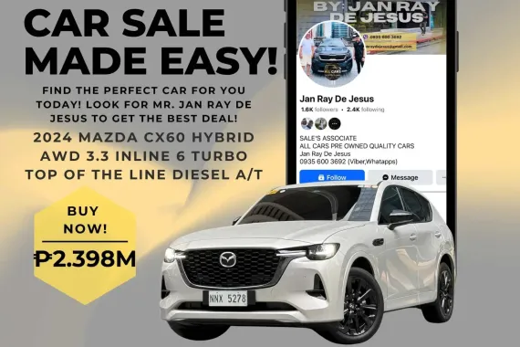 2024 Mazda CX60 Hybrid AWD 3.3 Inline 6 Turbo Diesel A/T Top of the Line 0935 600 3692 JAN RAY DE JE
