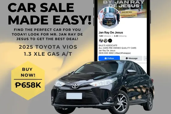 2025 Toyota Vios 1.3 XLE Gas A/T ☎️CALL NOW 0935 600 3692 JAN RAY DE JESUS ✅️78K ALL-IN DP