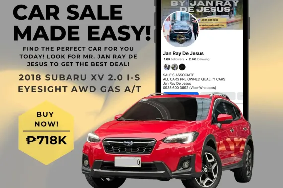 2018 Subaru XV 2.0 i-S Eyesight Automatic Gas AWD☎️CALL NOW 0935 600 3692 JAN RAY DE JESUS