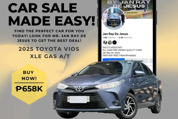 2025 Toyota Vios XLE 1.3 Gas Automatic☎️CALL NOW 0935 600 3692 JAN RAY DE JESUS