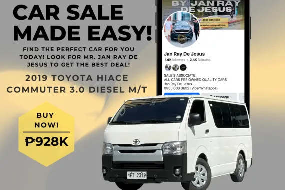 2019 Toyota Hiace Commuter 3.0 Diesel Manual☎️CALL NOW 0935 600 3692 JAN RAY DE JESUS