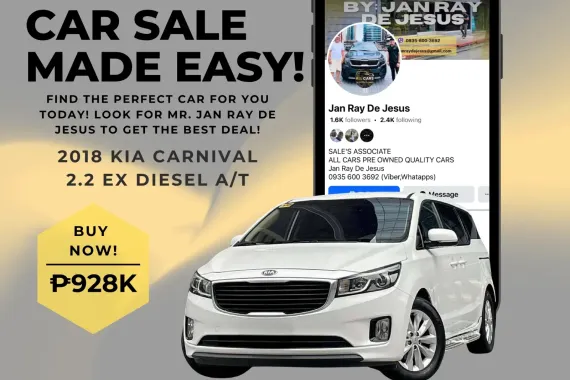 2018 Kia Carnival 2.2 EX Automatic Diesel☎️CALL NOW 0935 600 3692 JAN RAY DE JESUS