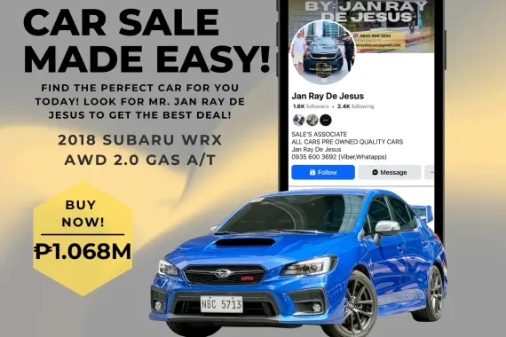 2018 Subaru WRX AWD 2.0 Gas A/T ☎️CALL NOW 0935 600 3692 JAN RAY DE JESUS