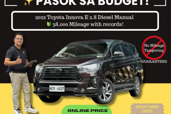 2022 Toyota Innova E 2.8 Diesel Manual 🔰CALL NOW! ☎️09279850198 / JESSEN “Kakotse” MENDOZA 