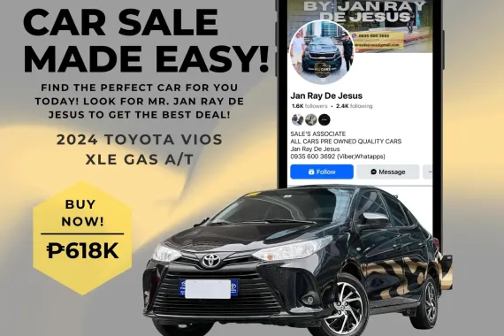 2024 Toyota Vios XLE Automatic Gas ☎️CALL NOW 0935 600 3692 JAN RAY DE JESUS