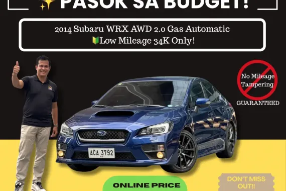 2014 Subaru WRX AWD 2.0 Gas Automatic 🔰CALL NOW  ☎️09279850198/ JESSEN “KAKOTSE “MENDOZA