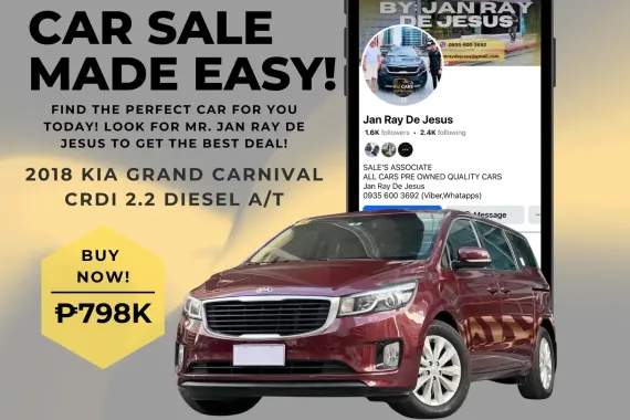 2018 Kia Grand Carnival CRDi 2.2 A/T Diesel✅️158K ALL-IN DP☎️0935 600 3692 JAN RAY DE JESUS