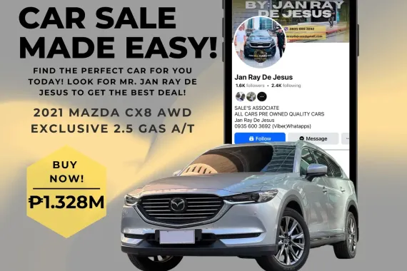 2021 Mazda CX8 AWD Exclusive 2.5 A/T Gas✅️345K ALL-IN☎️0935 600 3692 JAN RAY DE JESUS