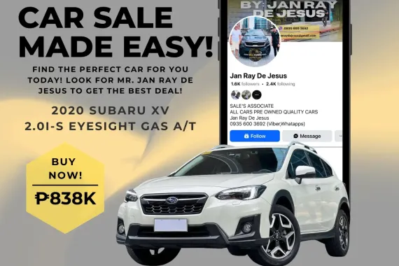2020 Subaru XV 2.0i-S Eyesight Automatic Gas☎️CALL NOW 0935 600 3692 JAN RAY DE JESUS