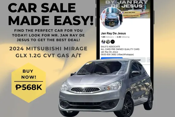 2024 Mitsubishi Mirage GLX 1.2G CVT A/T Gas ☎️CALL NOW 0935 600 3692 JAN RAY DE JESUS