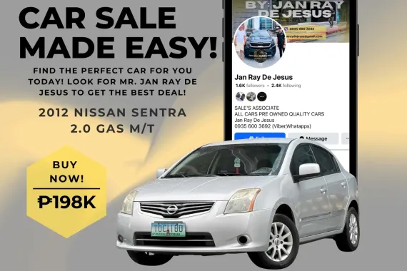 2012 Nissan Sentra 2.0 Gas Manual ☎️CALL NOW 0935 600 3692 JAN RAY DE JESUS