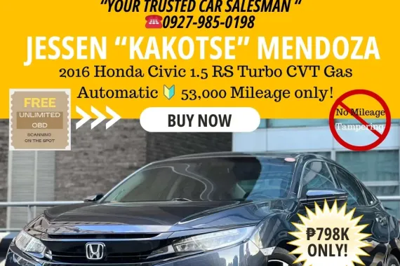 2016 Honda Civic 1.5 RS Turbo CVT Gas AT 🔰CALL NOW! ☎️09279850198 / JESSEN “Kakotse” MENDOZA