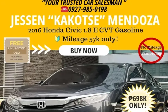 2016 Honda Civic 1.8 E CVT Gasoline 🔰CALL NOW! ☎️09279850198 / JESSEN “Kakotse” MENDOZA