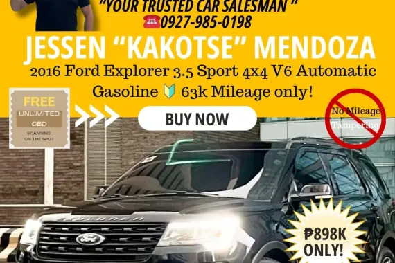 2016 Ford Explorer 3.5 Sport 4x4 V6 AT Gas 🔰CALL NOW! ☎️09279850198 / JESSEN “Kakotse” MENDOZA