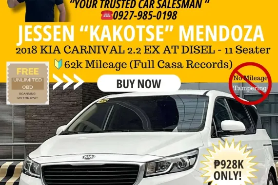 2018 KIA CARNIVAL 2.2 EX AT DISEL - 11 Seater ☎️09279850198 / JESSEN “ Kakotse “ MENDOZA