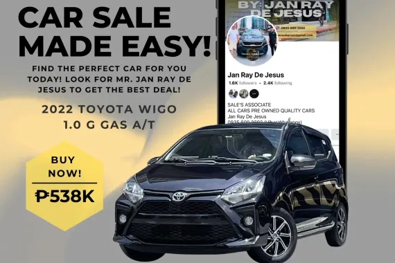 2022 Toyota Wigo 1.0 G Automatic Gas ☎️CALL NOW 0935 600 3692 JAN RAY DE JESUS