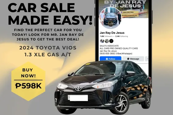 2024 Toyota Vios 1.3 XLE Gas Automatic ☎️CALL NOW 0935 600 3692 JAN RAY DE JESUS