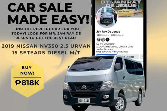 2019 Nissan NV350 2.5 Urvan 15 Seaters M/T Diesel☎️CALL NOW 0935 600 3692 JAN RAY DE JESUS