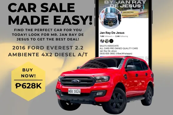 2016 Ford Everest 2.2 Ambiente 4x2 A/T Diesel☎️CALL NOW 0935 600 3692 JAN RAY DE JESUS CALL NOW 