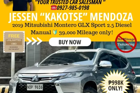 2019 Mitsubishi Montero GLX Sport 2.5 Dsl MT 🔰CALL NOW  ☎️09279850198/ JESSEN “KAKOTSE “MENDOZA 