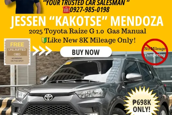 2025 Toyota Raize G 1.0  Gas Manual 🔰CALL NOW! ☎️09279850198 / JESSEN “Kakotse” MENDOZA 
