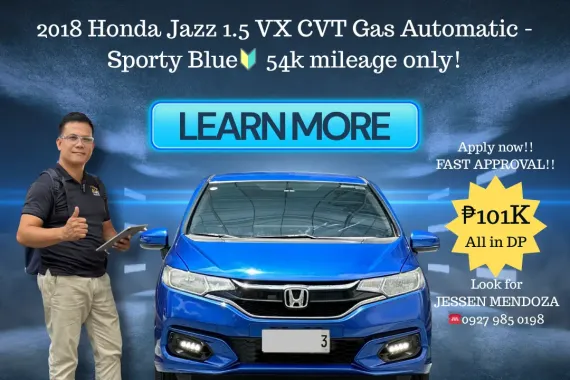 2018 Honda Jazz 1.5 VX CVT  Gas AT🔥𝐉𝐄𝐒𝐒𝐄𝐍 “𝑲𝒂𝒌𝒐𝒕𝒔𝒆” 𝐌𝐄𝐍𝐃𝐎𝐙𝐀 🙋‍♂️☎️ 09279850198