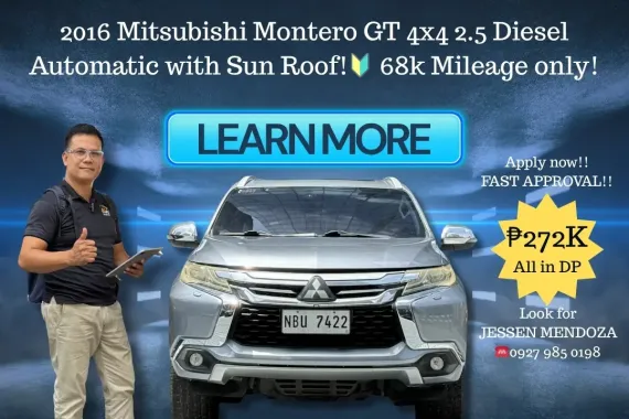 2016 Mitsubishi Montero GT 4x4 2.5 Dsl 🔥#𝟙 ℂ𝔸𝕃𝕃-𝐉𝐄𝐒𝐒𝐄𝐍 𝐌𝐄𝐍𝐃𝐎𝐙𝐀🙋‍♂️☎️ 09279850198