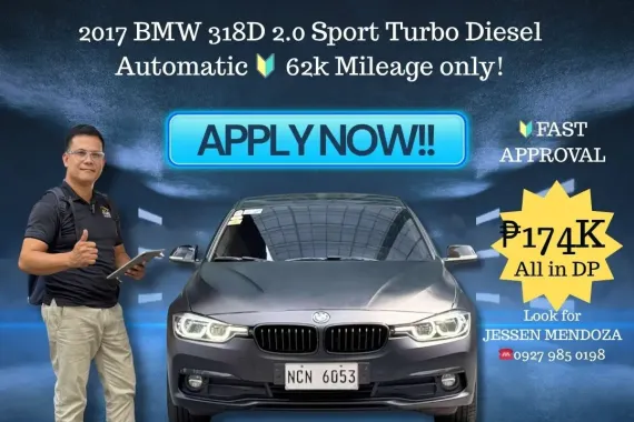 2017 BMW 318D 2.0 Sport Turbo Dsl AT 🔥#𝟙 ℂ𝔸𝕃𝕃-𝐉𝐄𝐒𝐒𝐄𝐍 𝐌𝐄𝐍𝐃𝐎𝐙𝐀 🙋‍♂️☎️ 09279850198