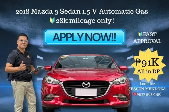 2018 Mazda 3 Sedan 1.5 V AT Gas 🔥𝐉𝐄𝐒𝐒𝐄𝐍 “𝑲𝒂𝒌𝒐𝒕𝒔𝒆” 𝐌𝐄𝐍𝐃𝐎𝐙𝐀 🙋‍♂️☎️ 09279850198