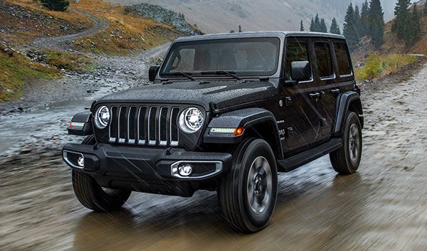 Jeep Wranger Unlimited on a road.