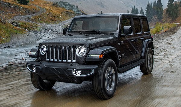 Jeep Wranger Unlimited on a road.