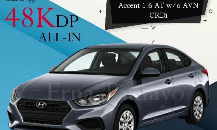 Hyundai Accent 1.6 AT w/o AVN CRDi With ₱48,000 All-in Down payment