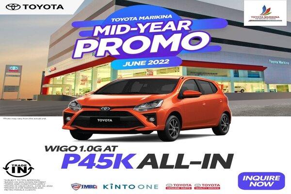 Toyota Wigo  1.0G AT With ₱45,000 All-in Down payment