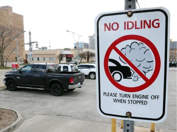 Idling wastes fuel and increases the vehicle emissions. No idling