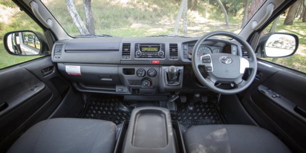 2016 Toyota HiAce's driving space, dashboard and steering wheel