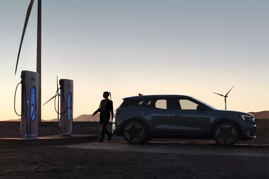 A picture of an Explorer EV charging up.