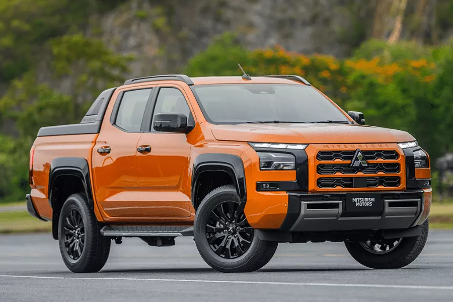 All-new 2024 Mitsubishi Strada front quarter shot