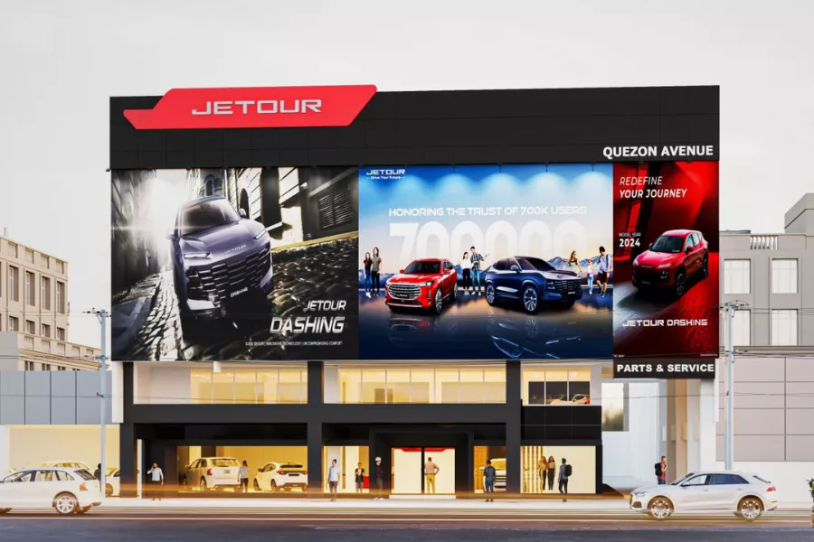 3D render of Jetour Auto Quezon Ave. dealership. 