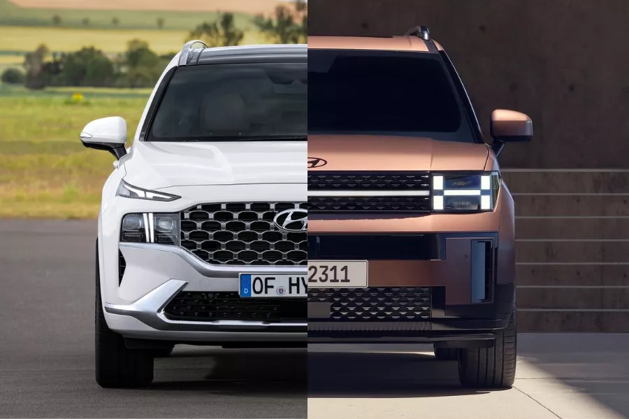 Let's compare the old (left) and the new (right) Hyundai Santa Fe