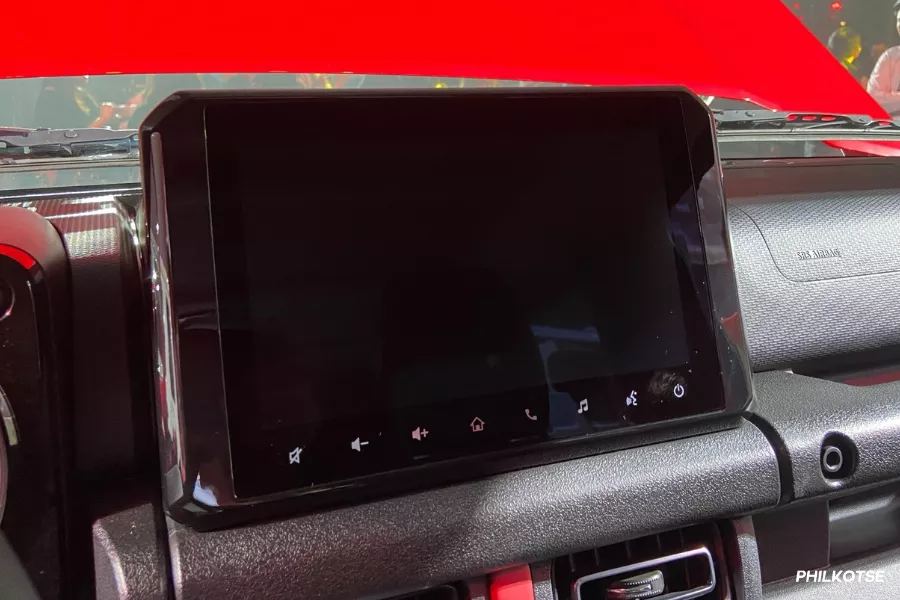 Nine-inch touchscreen display inside the Jimny 5-Door GLX Nine-inch touchscreen display inside the Jimny 5-Door GLX