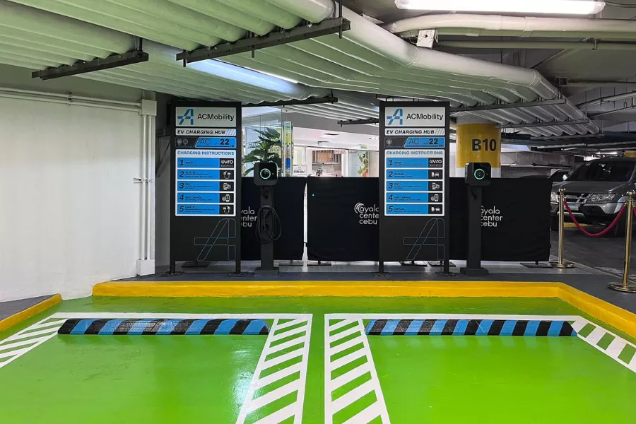 ACMobility's new EV chargers in the Basement 1 parking area of Ayala Center Cebu