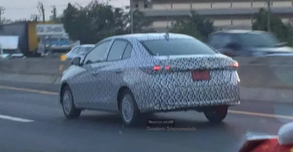 Spy photo of next-gen Toyota Vios, angular rear