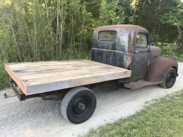 angular rear of the 1946 Chevy Prius truck